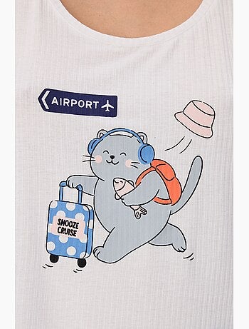Snooze cruise conjunto de pijama corto con estampado de gato penti