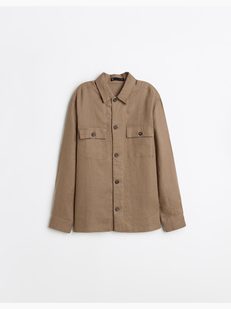 Sobrecamisa 100% lino, MO Fashion Marrón - Kiabi