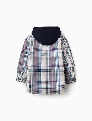 Sobrecamisa a cuadros con capucha y forro de sherpa