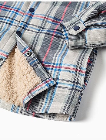 Sobrecamisa a cuadros con capucha y forro de sherpa