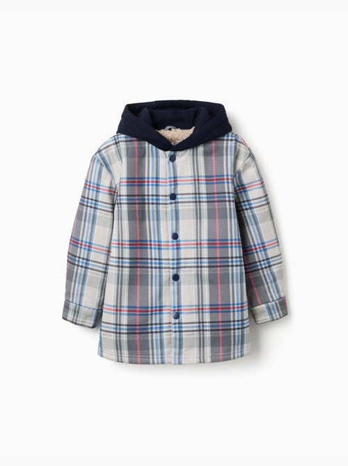 Sobrecamisa a cuadros con capucha y forro de sherpa - Kiabi