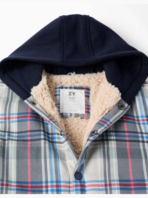 Sobrecamisa a cuadros con capucha y forro de sherpa - Kiabi