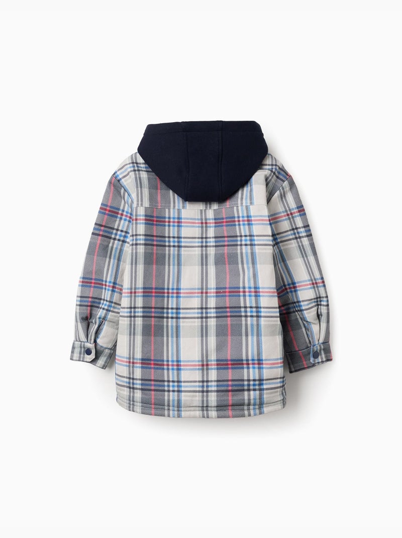 Sobrecamisa a cuadros con capucha y forro de sherpa Azul Azul - Kiabi