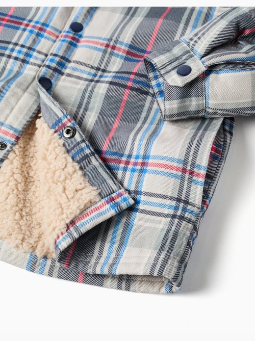 Sobrecamisa a cuadros con capucha y forro de sherpa - Kiabi