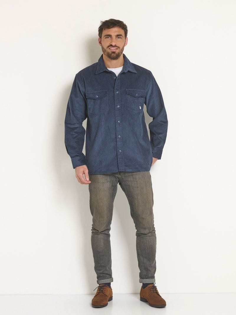Sobrecamisa cálida de terciopelo de canalé fino - Afibel Azul marino - Kiabi
