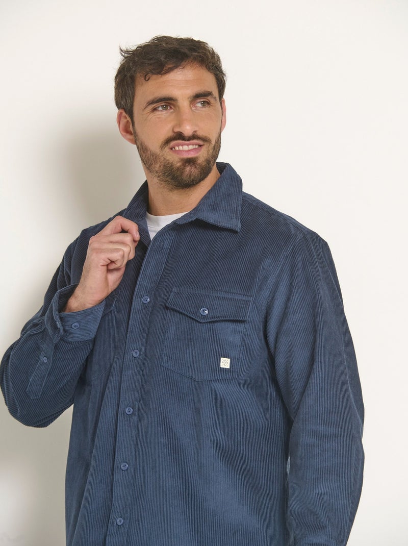 Sobrecamisa cálida de terciopelo de canalé fino - Afibel Azul marino - Kiabi