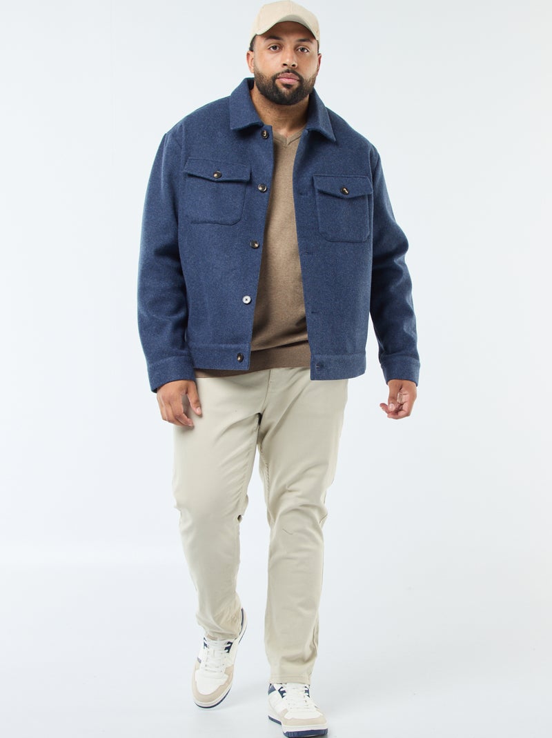 Sobrecamisa chaqueta cálida de lana Azul - Kiabi