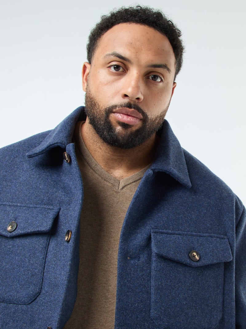 Sobrecamisa chaqueta cálida de lana Azul - Kiabi