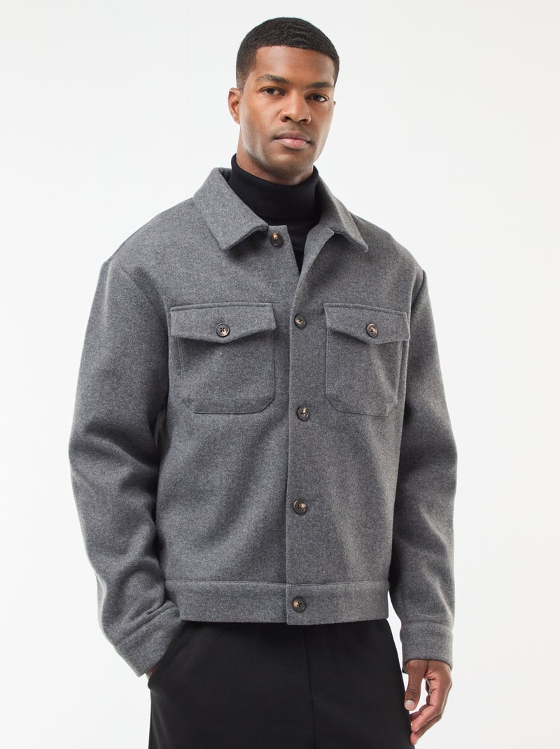 Sobrecamisa con 2 bolsillos con solapa abotonados en el pecho Gris - Kiabi