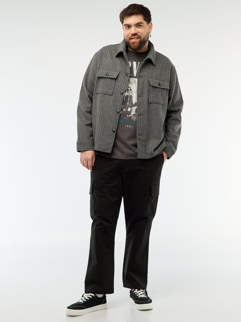 Sobrecamisa con abertura abotonada y bolsillos con solapa Gris - Kiabi