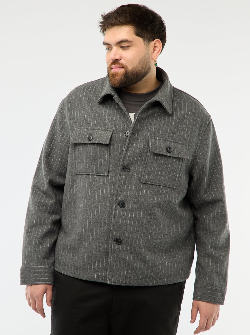 Sobrecamisa con abertura abotonada y bolsillos con solapa Gris - Kiabi