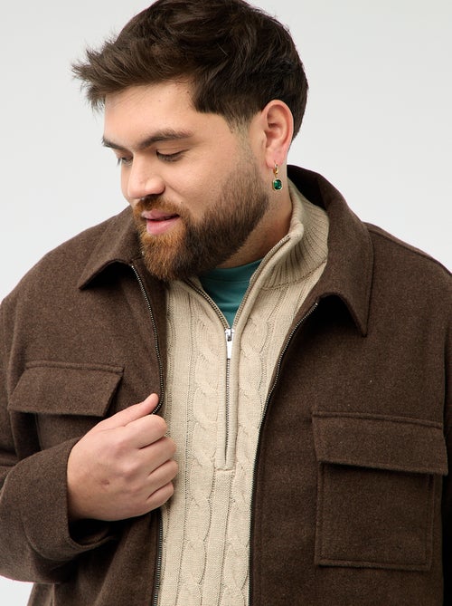 Sobrecamisa con abertura de cremallera y bolsillos con solapa - Kiabi