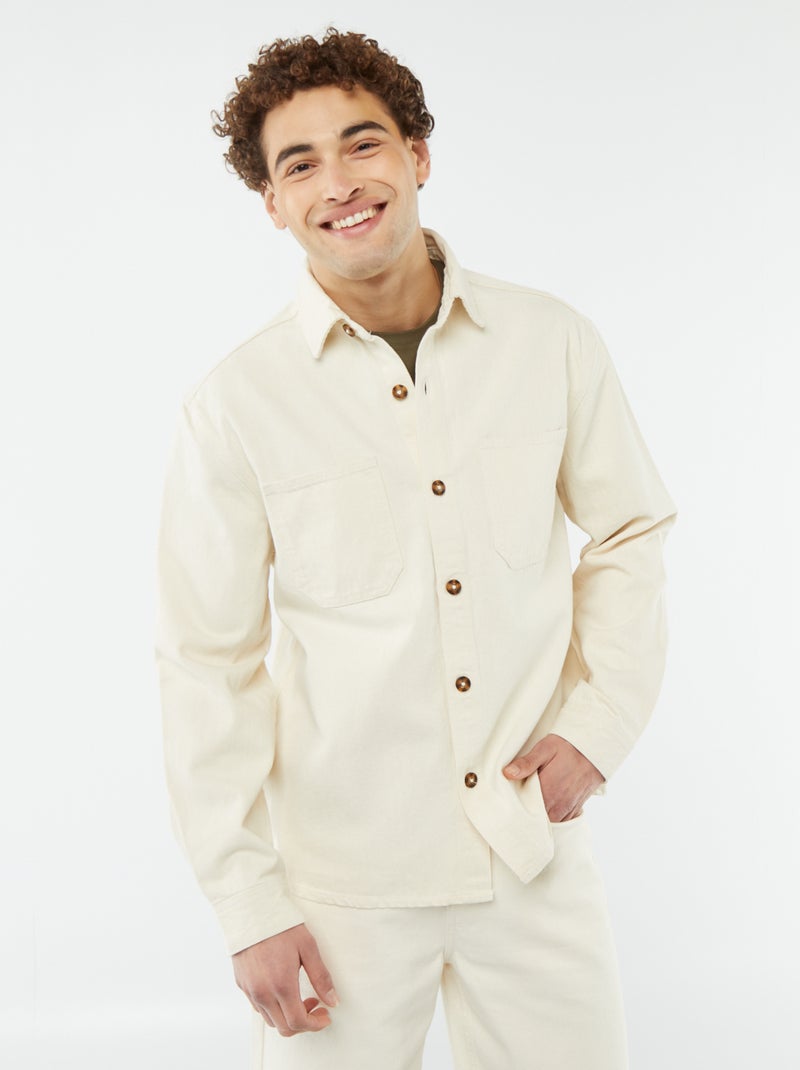 Sobrecamisa con botones y bolsillos de parche BLANCO - Kiabi