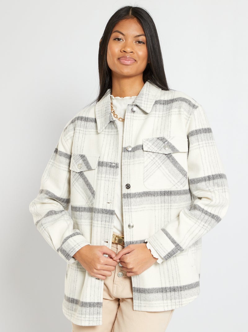 Sobrecamisa con lana GRIS - Kiabi