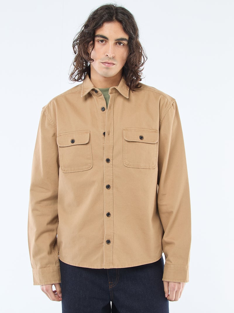 Sobrecamisa de algodón Beige - Kiabi