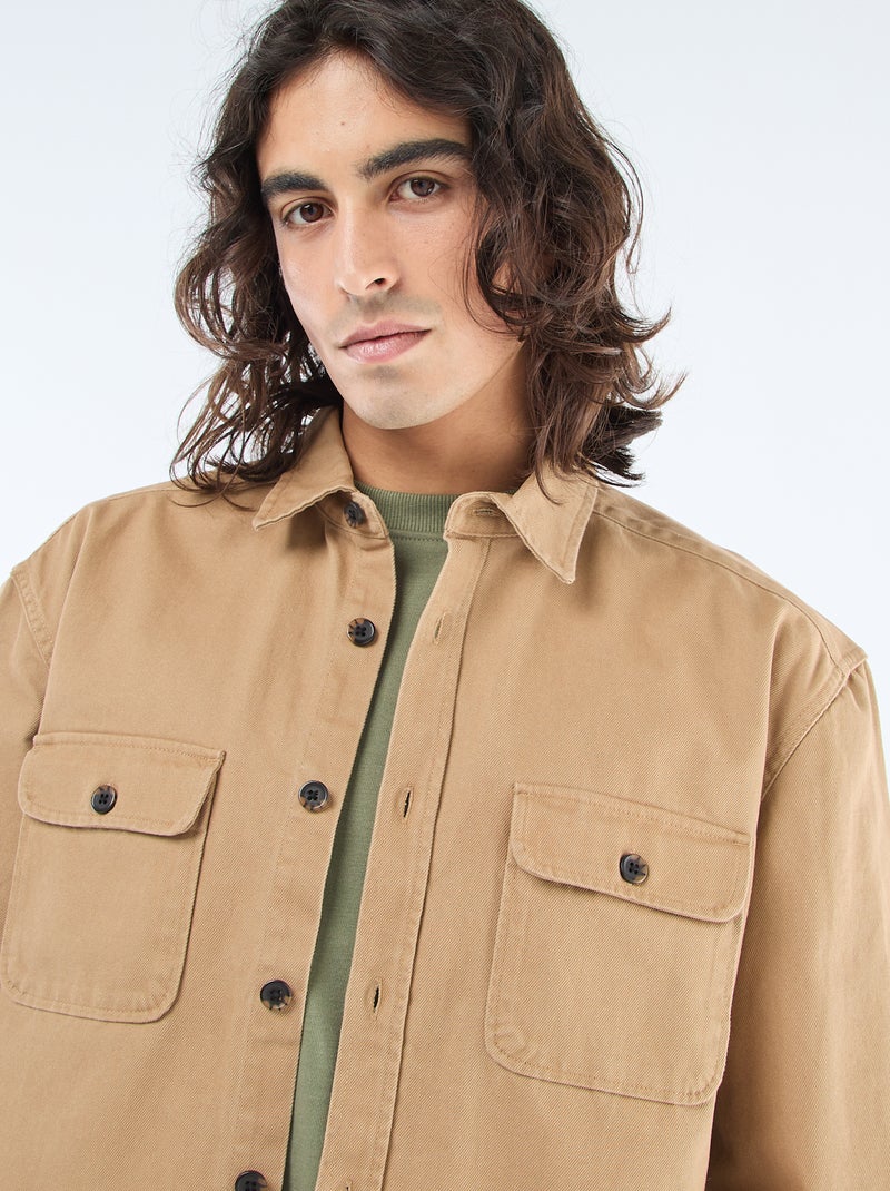 Sobrecamisa de algodón Beige - Kiabi