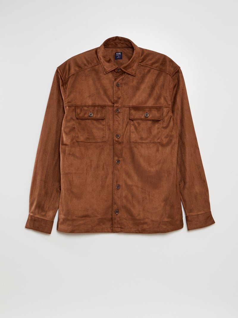 Sobrecamisa de antelina regular MARRON - Kiabi