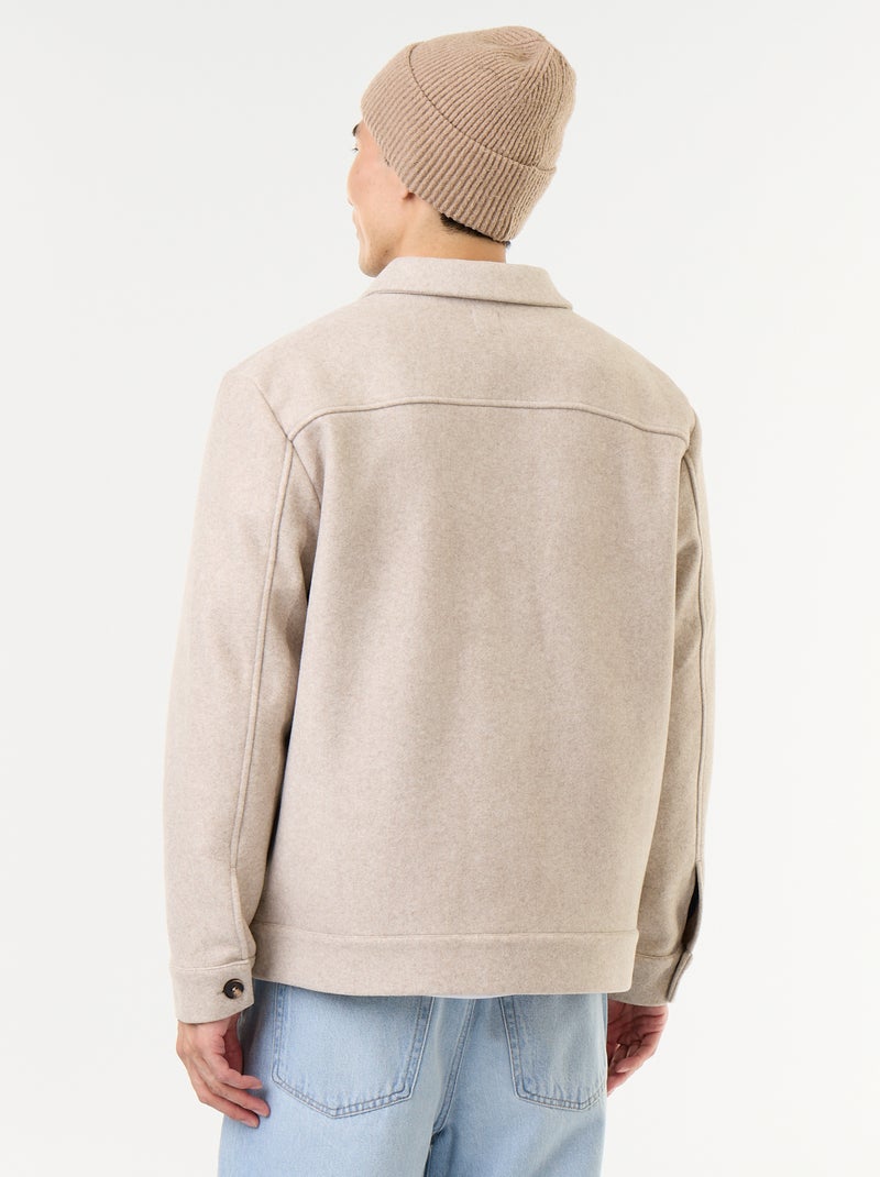 Sobrecamisa de aspecto lana con bolsillos en el pecho Beige - Kiabi