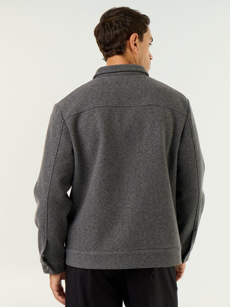 Sobrecamisa de aspecto lana con bolsillos en el pecho Gris - Kiabi