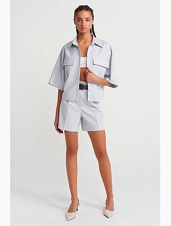 Sobrecamisa de crepé cropped oversize dilvin