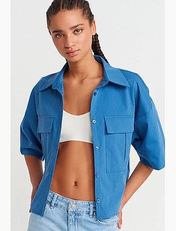 Sobrecamisa de crepé cropped oversize dilvin