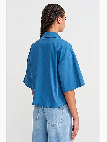 Sobrecamisa de crepé cropped oversize dilvin