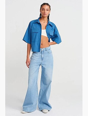 Sobrecamisa de crepé cropped oversize dilvin