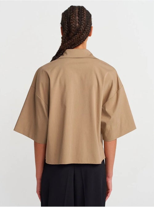 Sobrecamisa de crepé cropped oversize dilvin - Kiabi Sobrecamisa de crepé cropped oversize dilvin - Kiabi