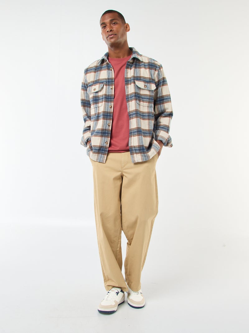 Sobrecamisa de cuadros Beige - Kiabi