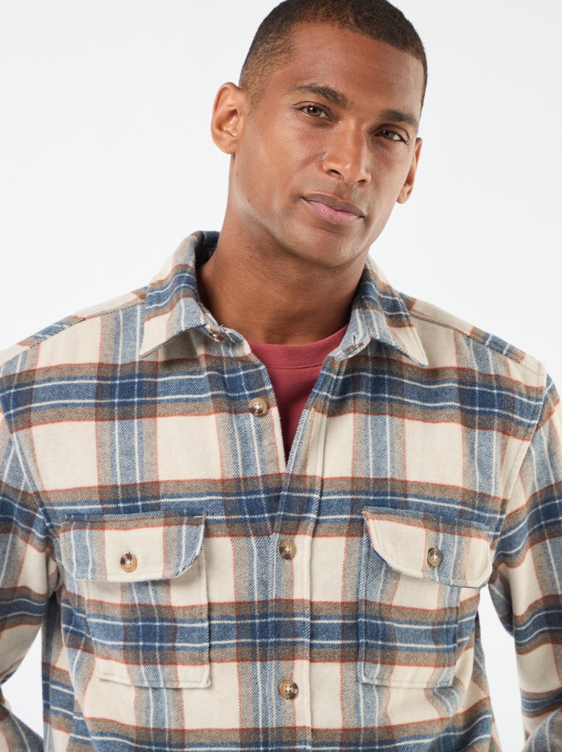 Sobrecamisa de cuadros Beige - Kiabi