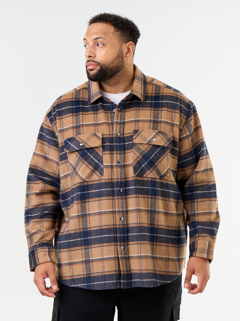 Sobrecamisa de cuadros Beige - Kiabi