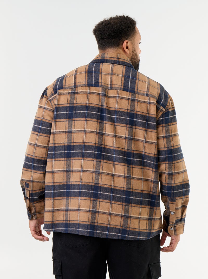 Sobrecamisa de cuadros Beige - Kiabi