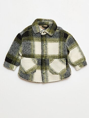 Sobrecamisa de cuadros con efecto lana