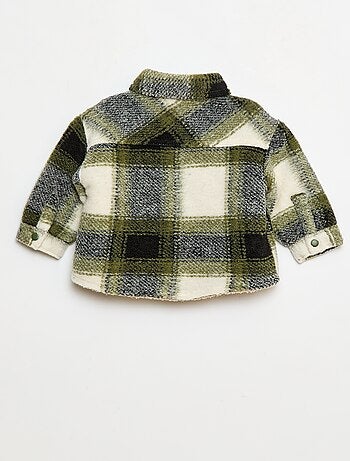Sobrecamisa de cuadros con efecto lana