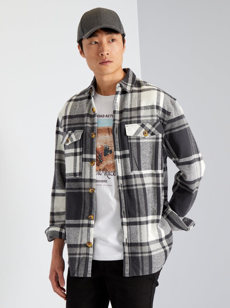 Sobrecamisa de cuadros cuadros gris - Kiabi