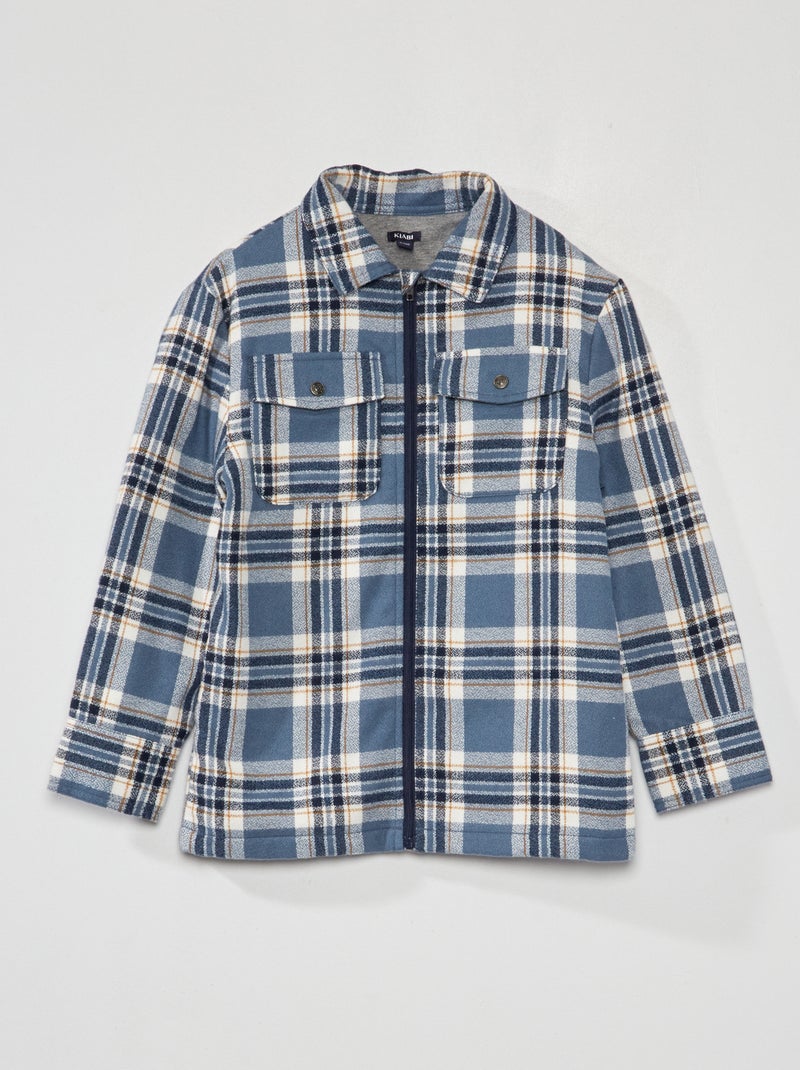 Sobrecamisa de cuadros de franela AZUL - Kiabi