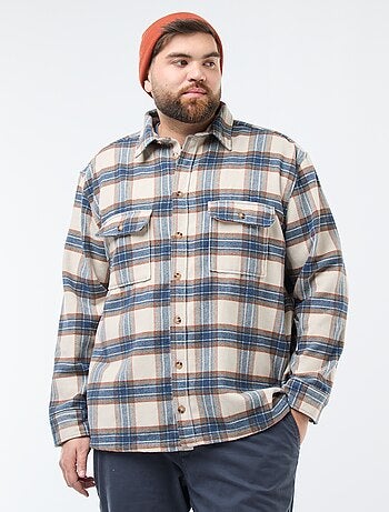 Sobrecamisa de cuadros de franela de algodón