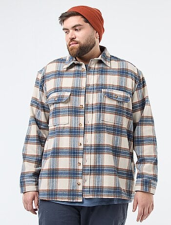 Sobrecamisa de cuadros de franela de algodón
