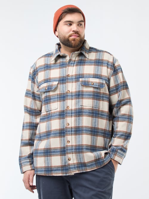 Sobrecamisa de cuadros de franela de algodón - Kiabi