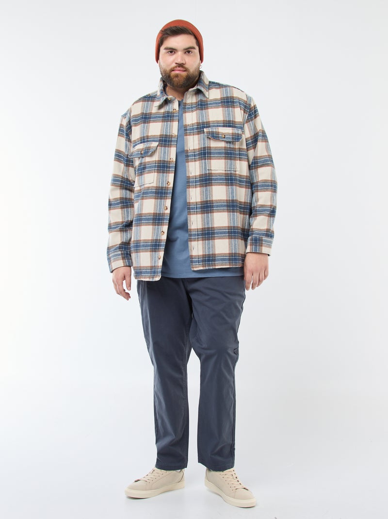Sobrecamisa de cuadros de franela de algodón Beige - Kiabi