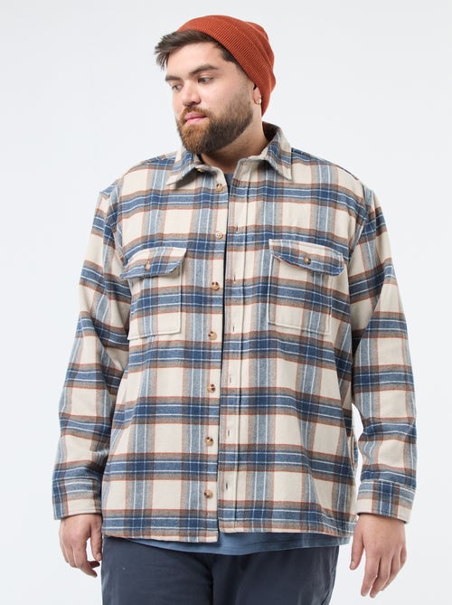 Sobrecamisa de cuadros de franela de algodón - Kiabi