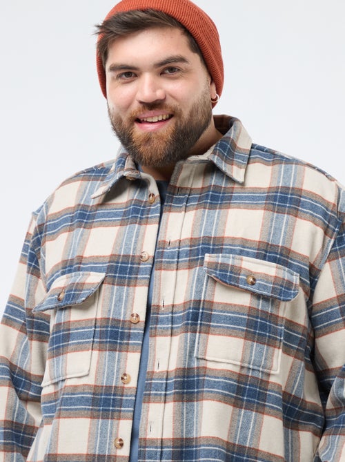 Sobrecamisa de cuadros de franela de algodón - Kiabi