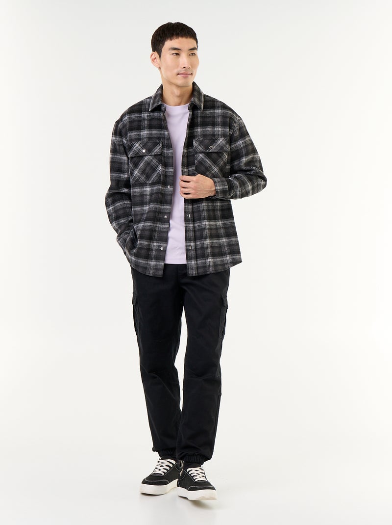 Sobrecamisa de cuadros de franela Gris - Kiabi