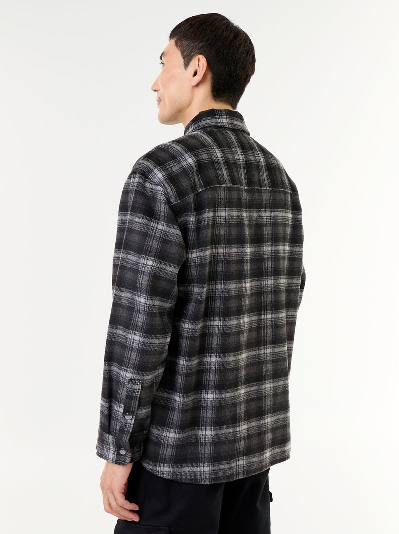 Sobrecamisa de cuadros de franela Gris - Kiabi