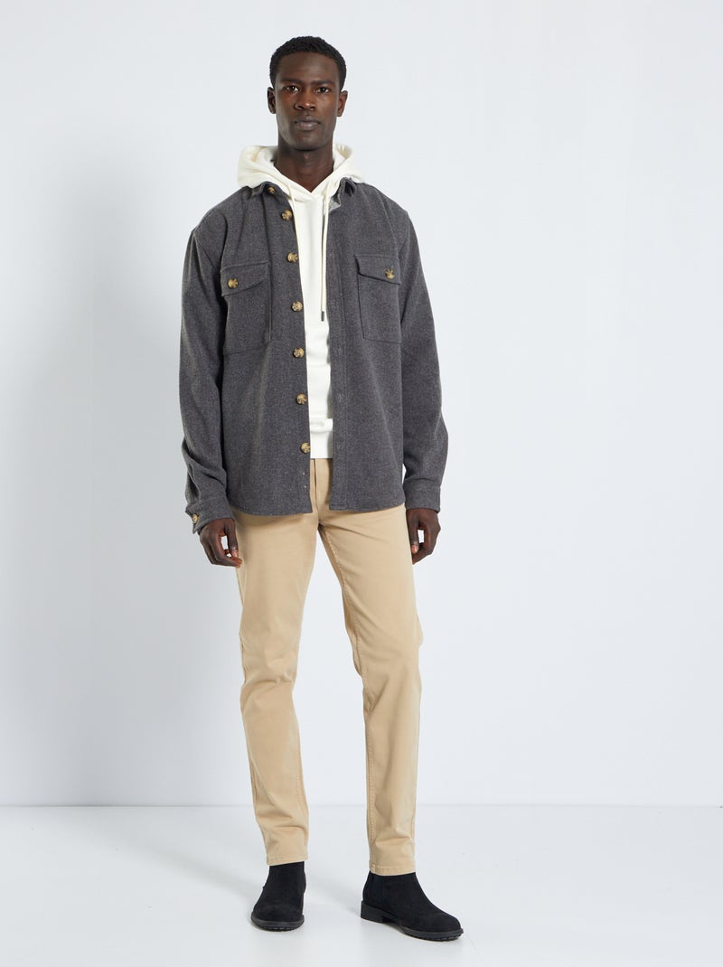 Sobrecamisa de cuadros de franela GRIS - Kiabi