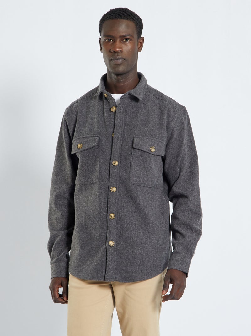 Sobrecamisa de cuadros de franela GRIS - Kiabi