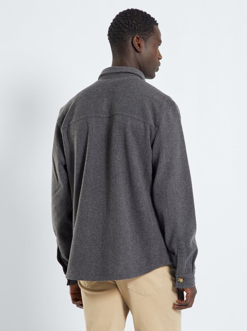 Sobrecamisa de cuadros de franela GRIS - Kiabi