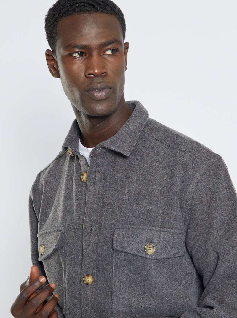 Sobrecamisa de cuadros de franela GRIS - Kiabi