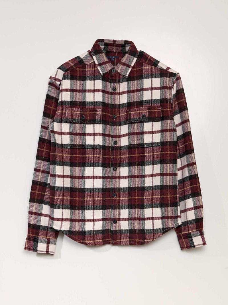 Sobrecamisa de cuadros de franela ROJO - Kiabi