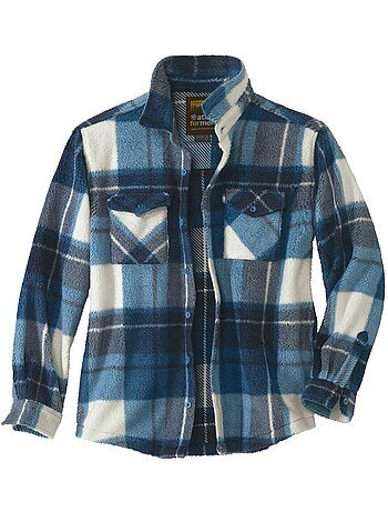 Sobrecamisa de cuadros de sherpa con cuello de puntas libres